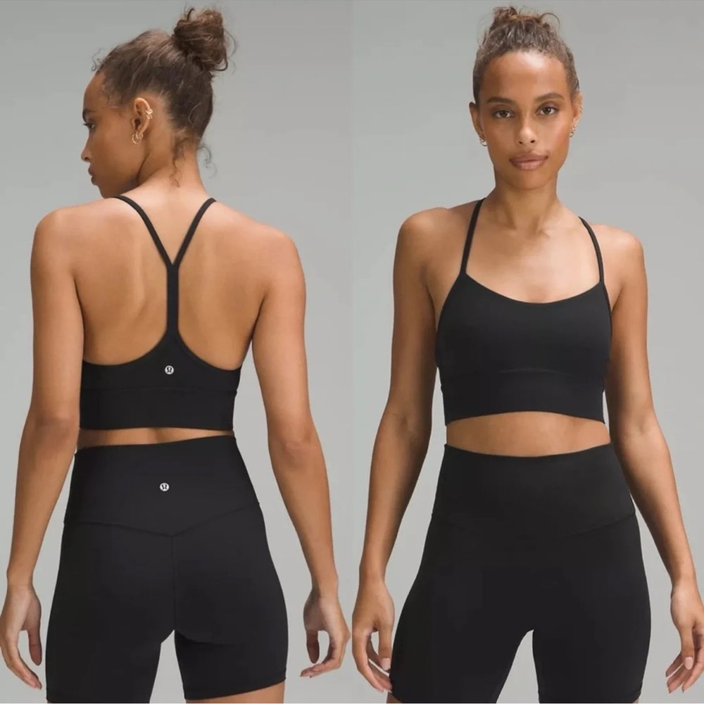 NWOT Lululemon Flow Y Nulu Longline Bra Light Support, A–C Cups Black Size 6